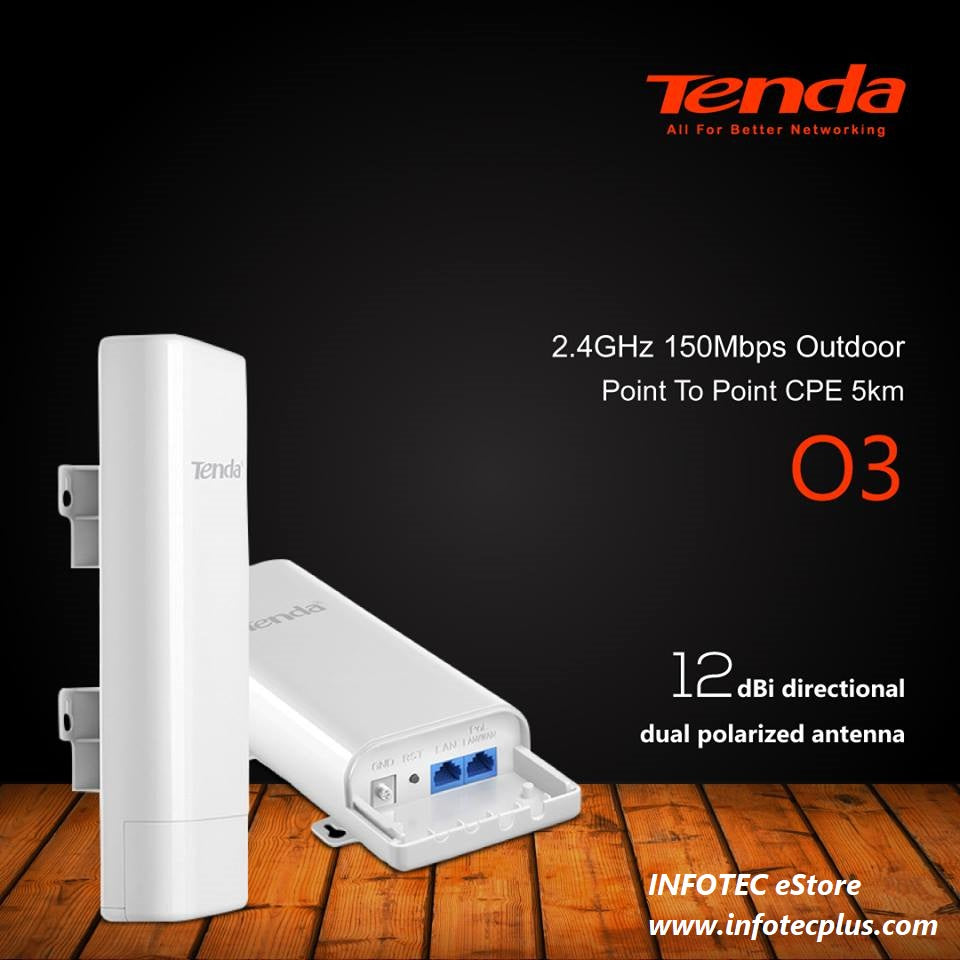 Tenda O3 2.4Ghz Outdoor CPE 5KM Point to Point Tenda O3 2.4Ghz Outdoor CPE 5KM Point to Point